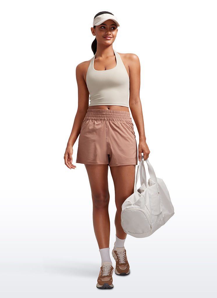 CRZ YOGA Womens Butterluxe Halter Longline Sports Bra Crop Tank Tops Sparkle Blue