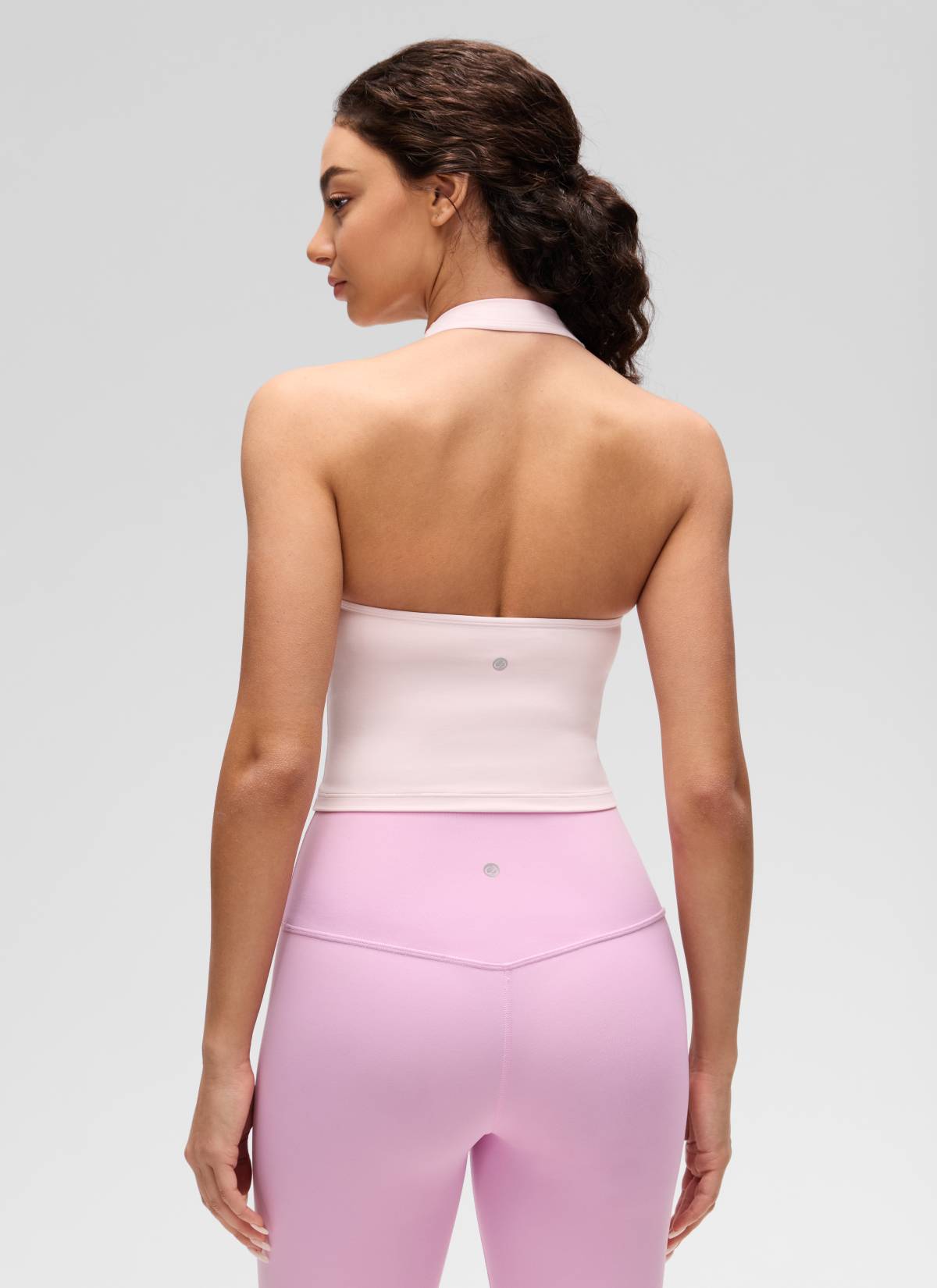 CRZ YOGA Womens Butterluxe Halter Longline Sports Bra Crop Tank Tops Strawberry Pink