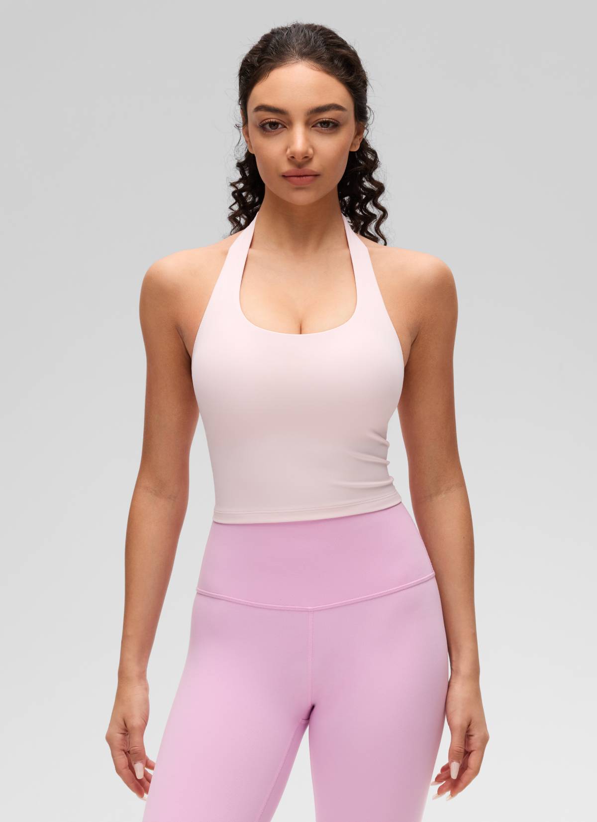 CRZ YOGA Womens Butterluxe Halter Longline Sports Bra Crop Tank Tops Strawberry Pink