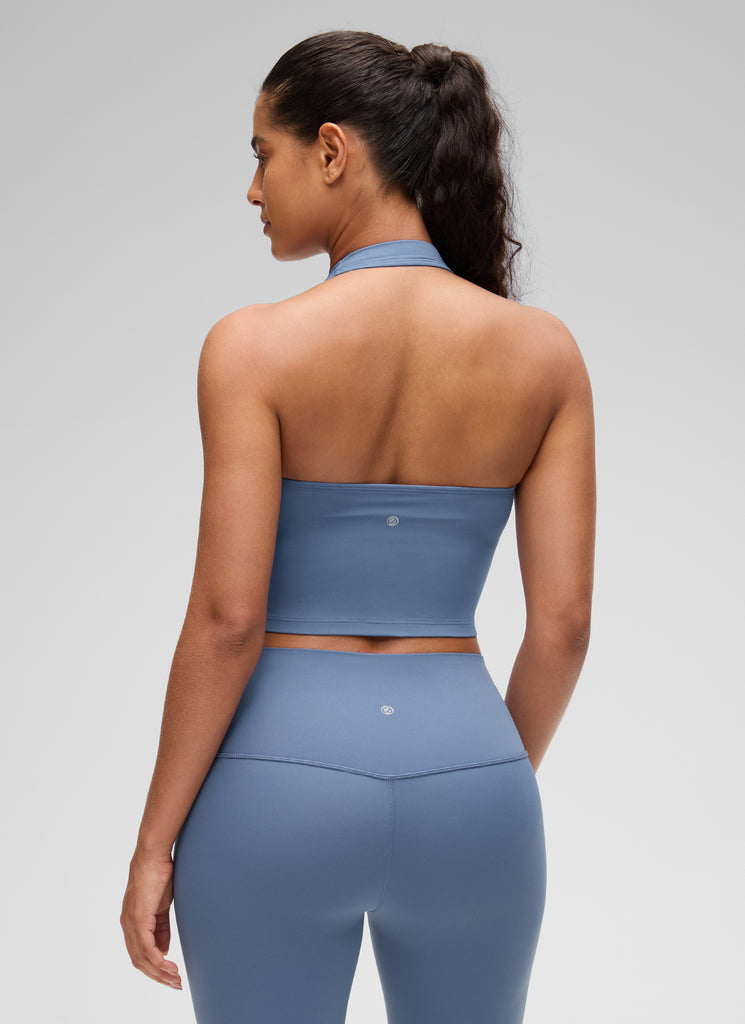 CRZ YOGA Womens Butterluxe Halter Longline Sports Bra Crop Tank Tops Ripe Plum