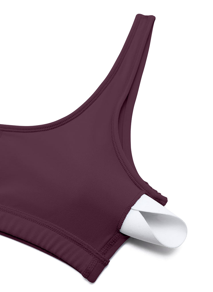 CRZ YOGA Women Butterluxe Scoop Neck Cami Padded Mini Bra Deep Purple