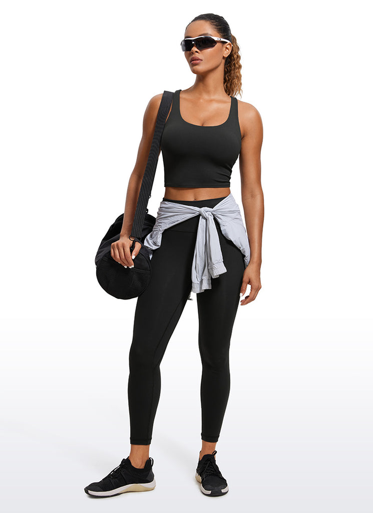 CRZ YOGA Womens Butterluxe Strappy Longline Criss Cross Sports Bra Black