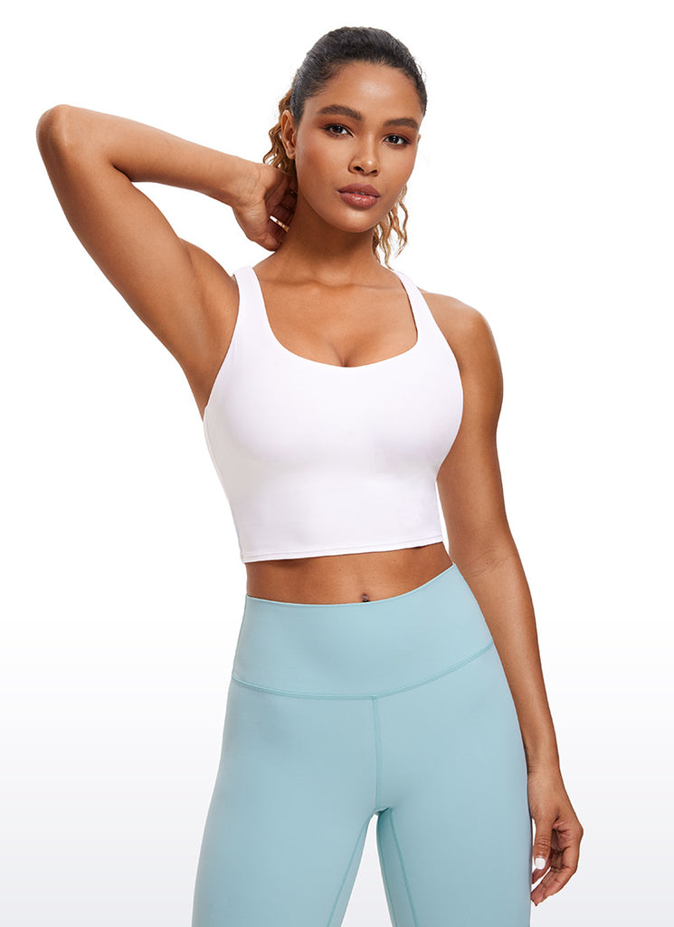 CRZ YOGA Womens Butterluxe Strappy Longline Criss Cross Sports Bra Black