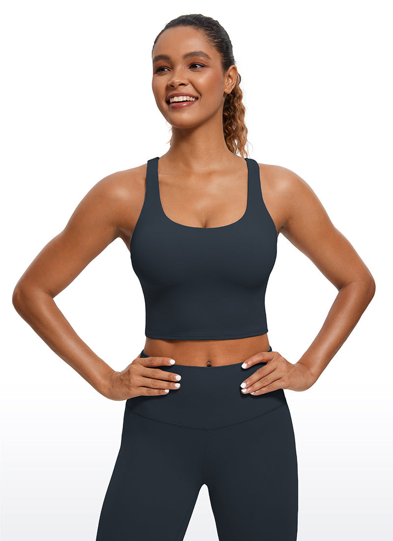 Butterluxe – Tanktops mit überkreuztem Rücken und integriertem BH