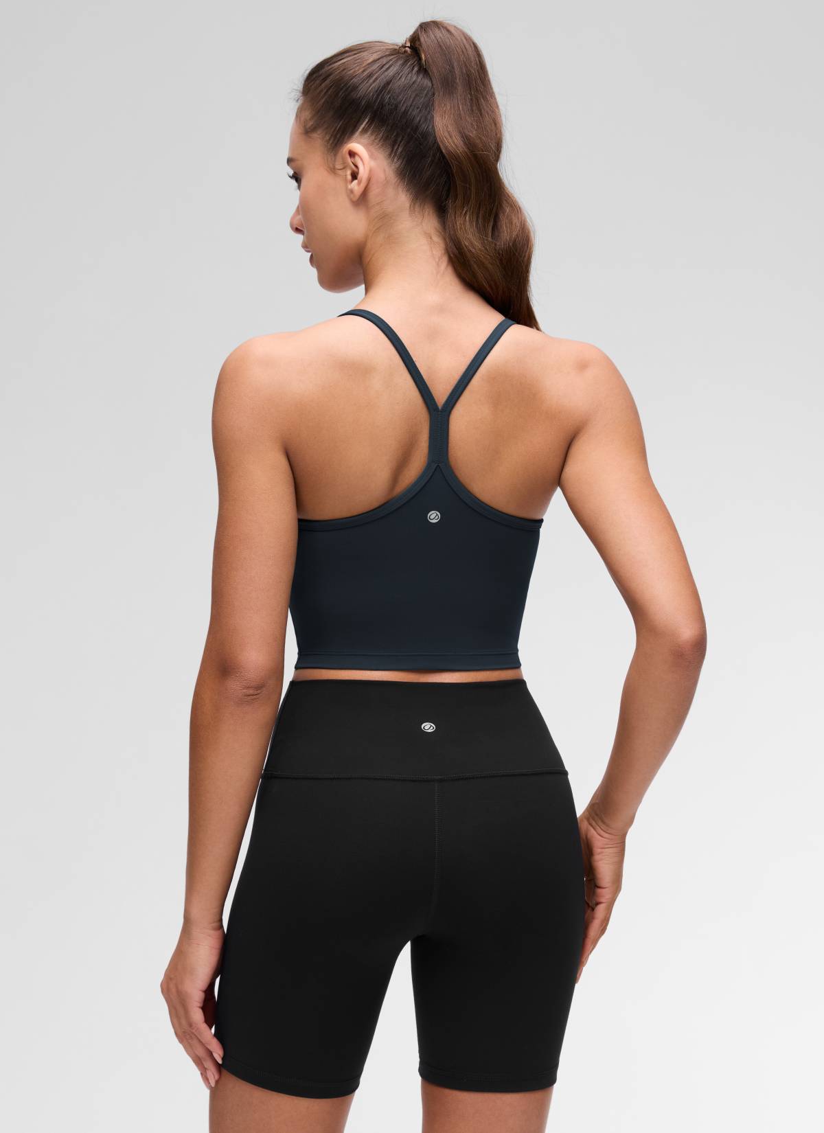 CRZ YOGA Womens Butterluxe Y Back Longline Sports Bras Crop Tank Top כחול נייבי
