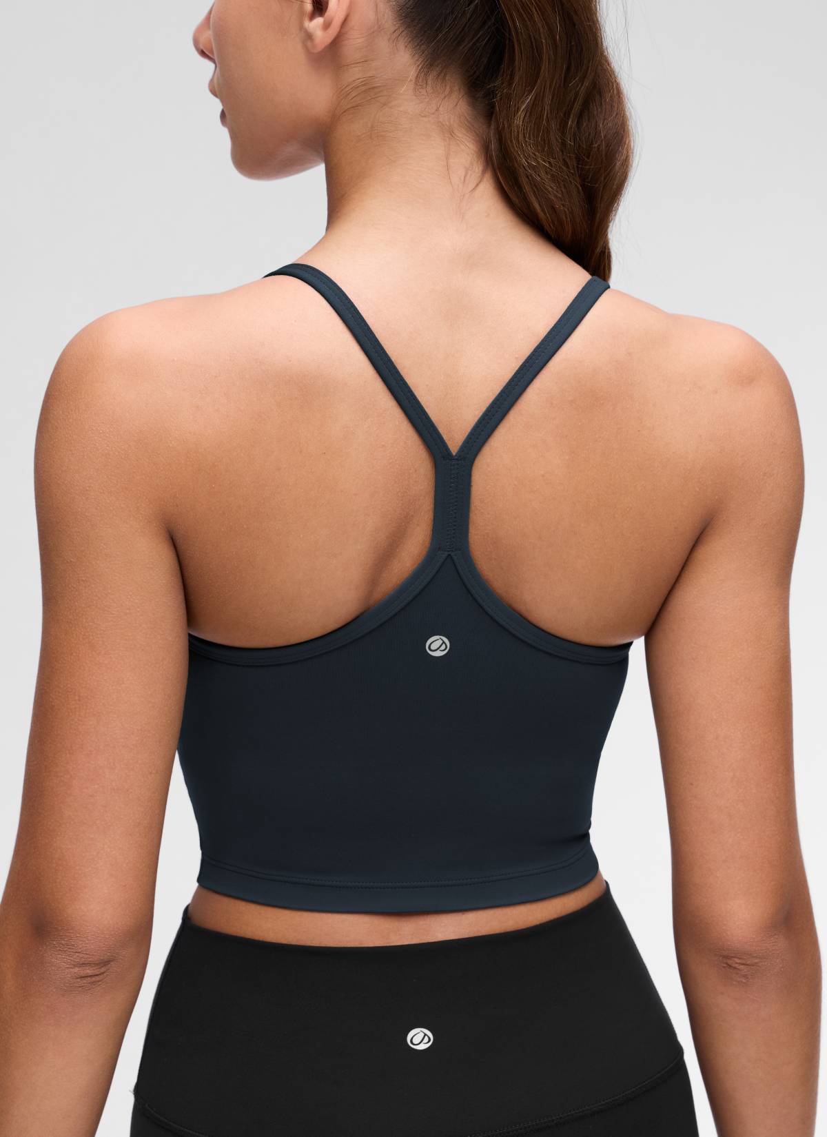 CRZ YOGA Womens Butterluxe Y Back Longline Sports Bras Crop Tank Top כחול נייבי