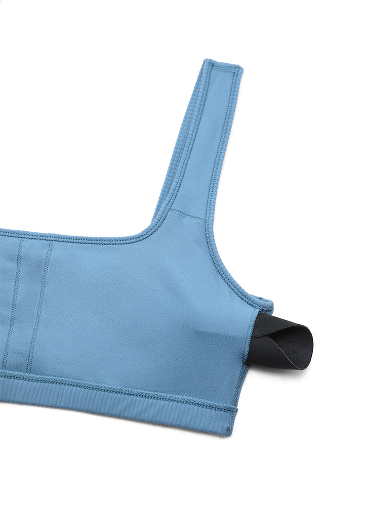 CRZ YOGA Women Ribbed Square Neck Cami Padded Mini Bra Velvet Dust