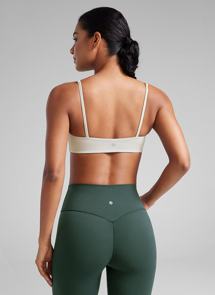 CRZ YOGA Women Butterluxe Square Neck Cami Padded Mini Bra Deep Red