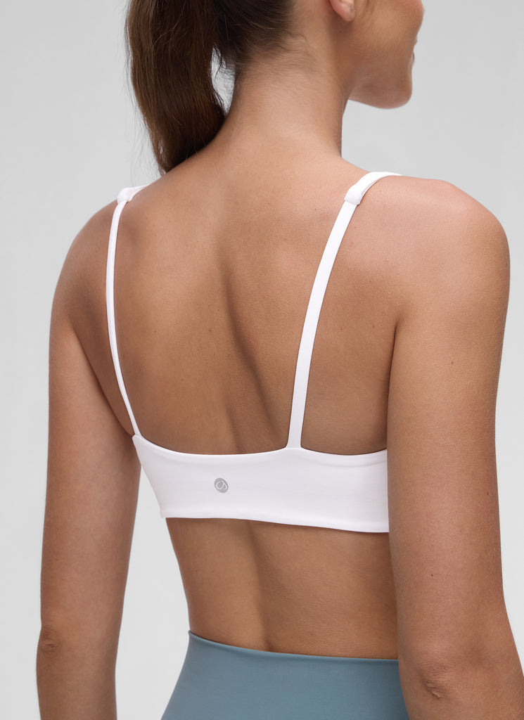 CRZ YOGA Women Butterluxe Square Neck Cami Padded Mini Bra White