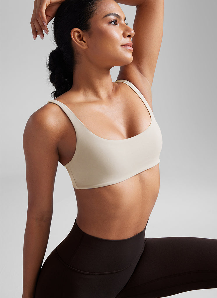 CRZ YOGA Women Butterluxe Square Neck Cami Padded Mini Bra Red Merlot