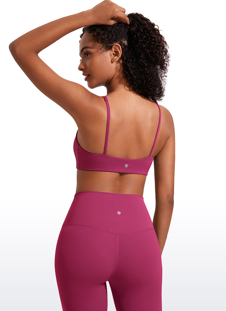 CRZ YOGA Women Butterluxe Square Neck Cami Padded Mini Bra Black Tie Dye Flowers