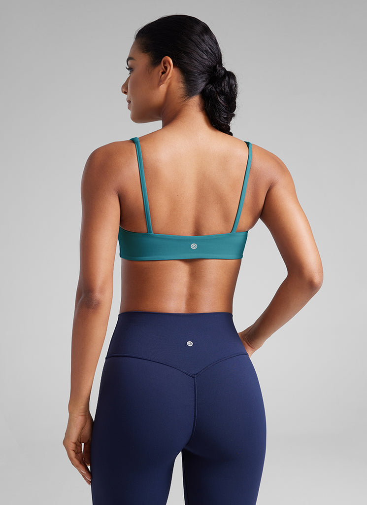 CRZ YOGA Women Butterluxe Square Neck Cami Padded Mini Bra Borealis Green