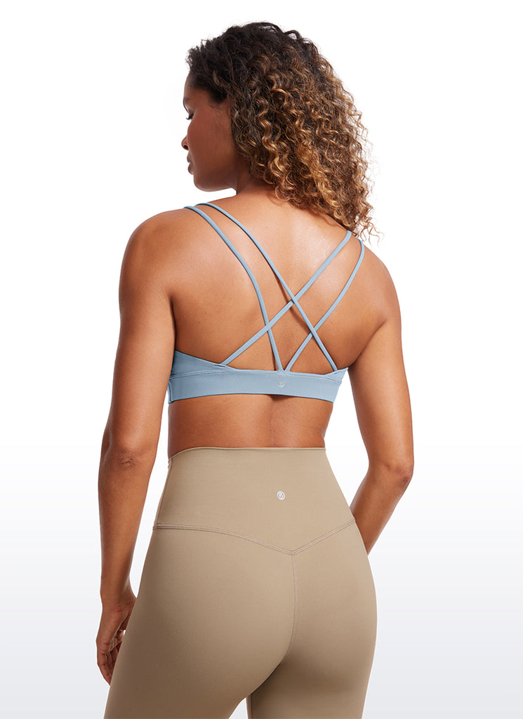 CRZ YOGA Women's Light Support Butterluxe Yoga Bra Strappy back Cambric Blue