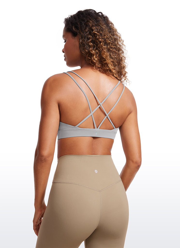 CRZ YOGA Women's Light Support Butterluxe Yoga Bra Strappy back Olive Green