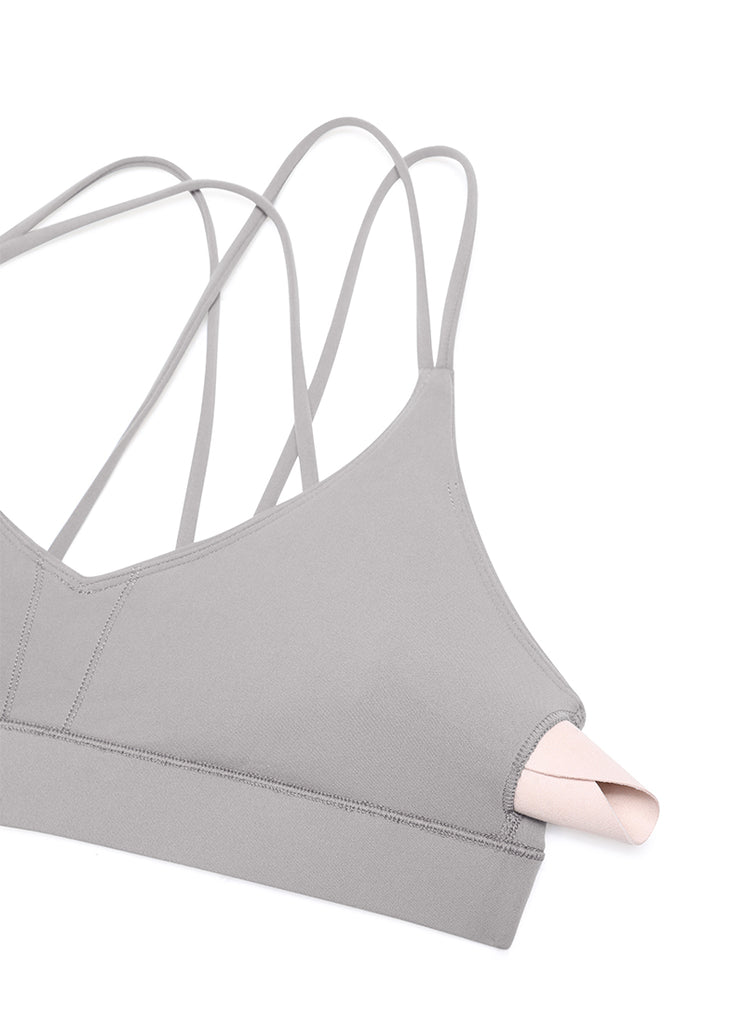 CRZ YOGA Women's Light Support Butterluxe Yoga Bra Strappy back Gull Gray