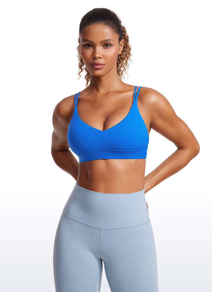 CRZ YOGA Women's Light Support Butterluxe Yoga Bra Strappy back Gull Gray