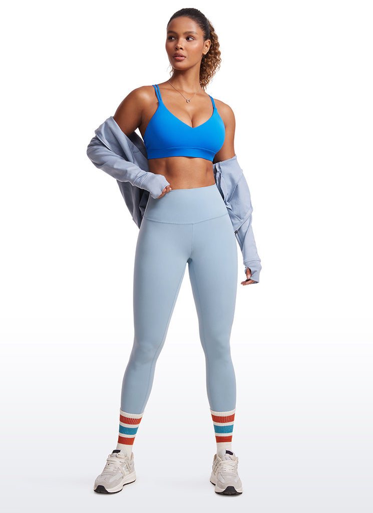 CRZ YOGA Women's Light Support Butterluxe Yoga Bra Strappy back Gull Gray