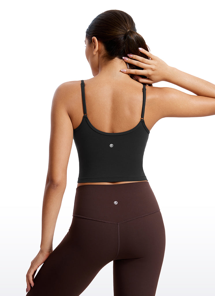 CRZ YOGA Butterluxe Womens V Neck Longline Yoga Padded Sports Bra Milky White