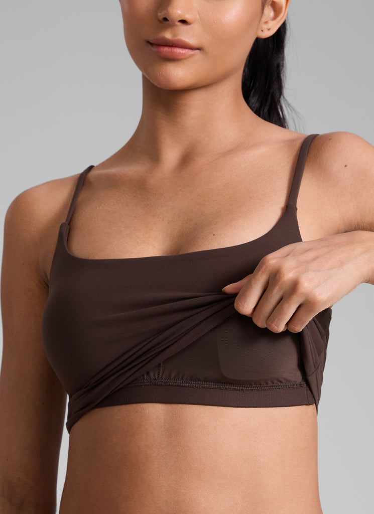 CRZ YOGA Womens Butterlift Scoop Neck U Back Yoga Longline Sports Bra Waves Blue