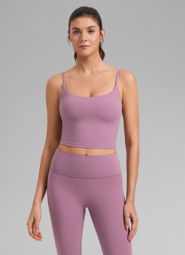 CRZ YOGA Womens Butterlift Scoop Neck U Back Yoga Longline Sports Bra Light Lavender