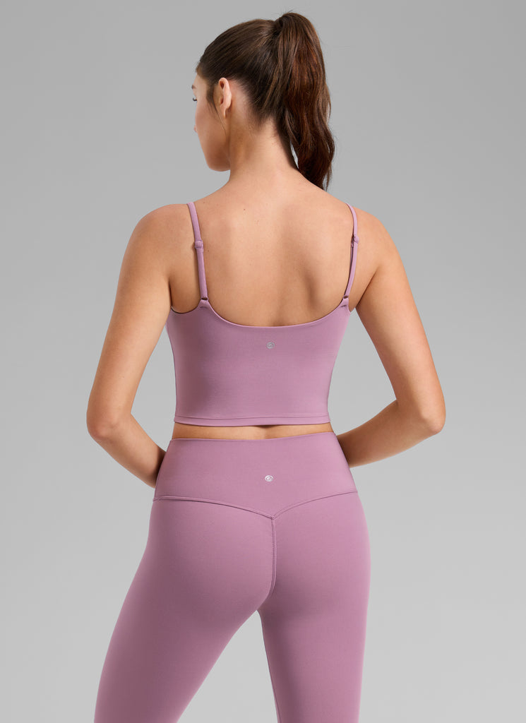 CRZ YOGA Womens Butterlift Scoop Neck U Back Yoga Longline Sports Bra Light Lavender