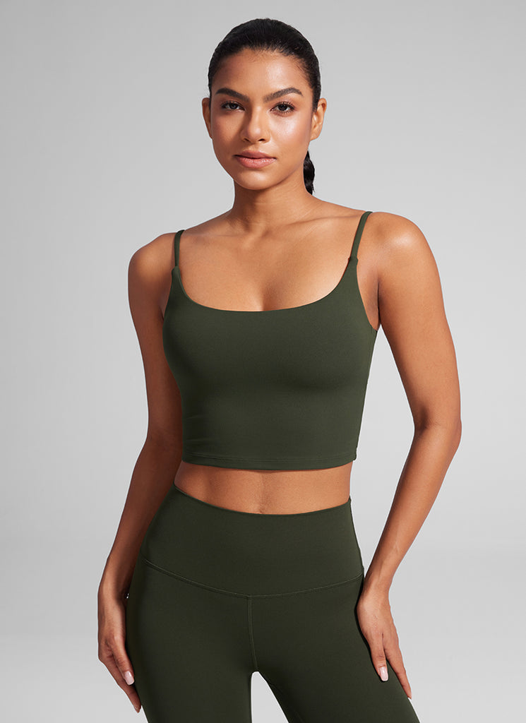 CRZ YOGA Womens Butterlift Scoop Neck U Back Yoga Longline Sports Bra White