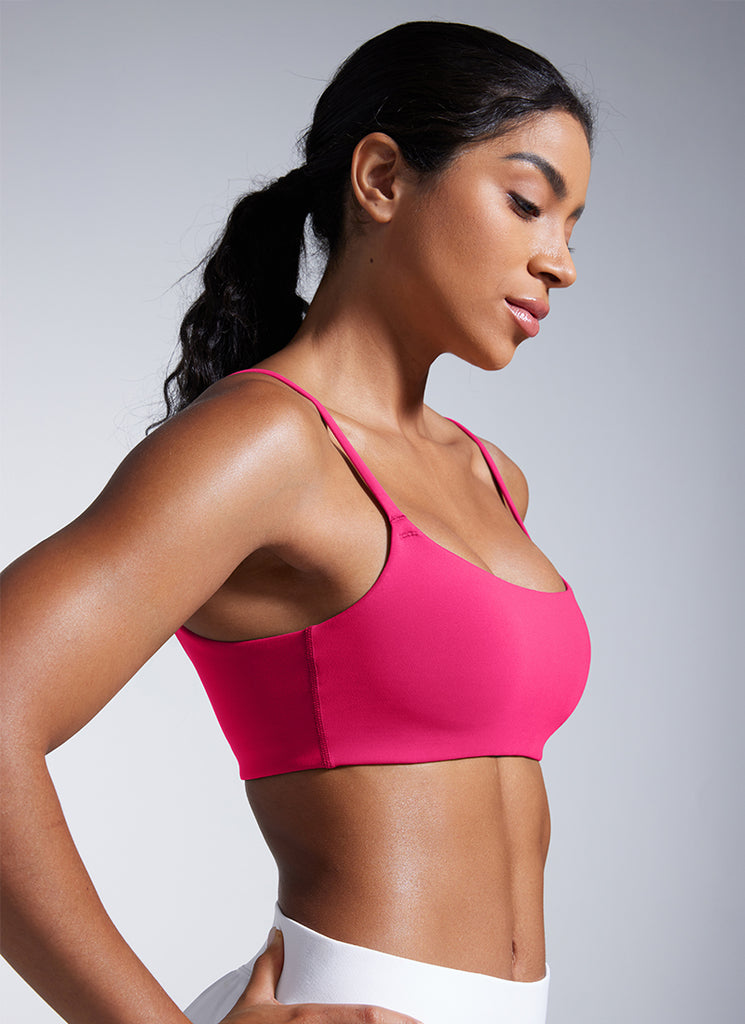 CRZ YOGA Womens Butterbreeze Spaghetti Strap Scoop Neck Sports Bra Red Merlot