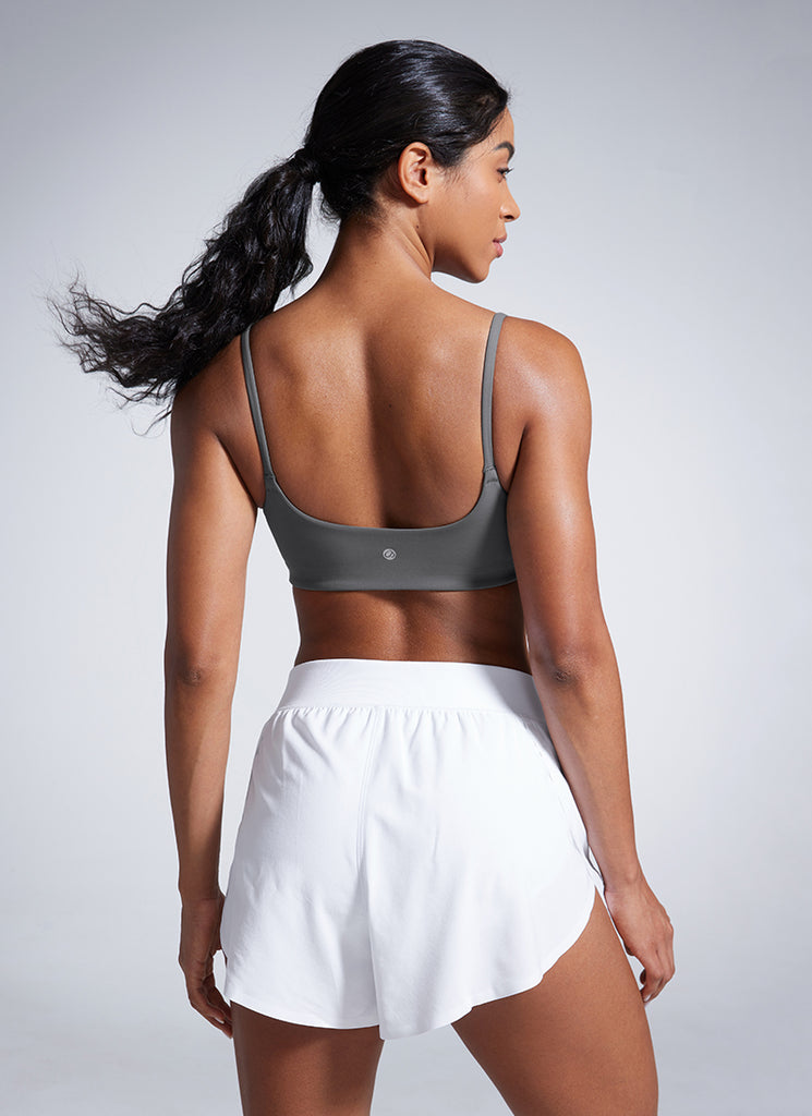 CRZ YOGA Womens Butterbreeze Spaghetti Strap Scoop Neck Sports Bra Granita Pink