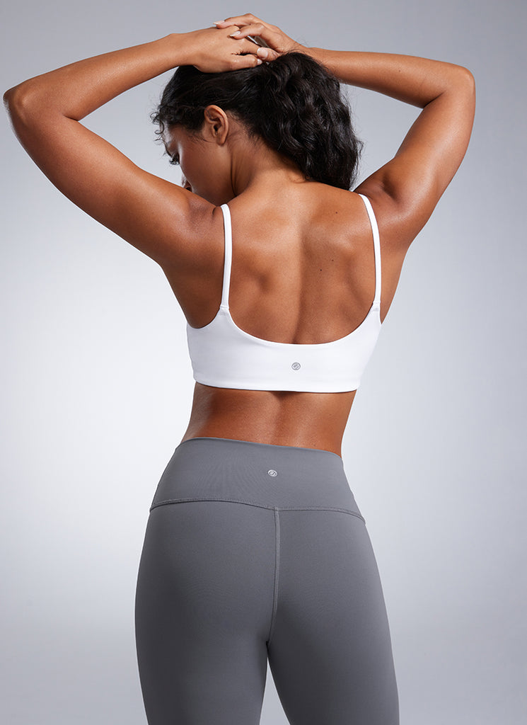 CRZ YOGA Womens Butterbreeze Spaghetti Strap Scoop Neck Sports Bra Granita Pink