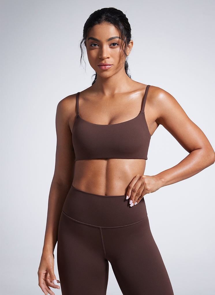 CRZ YOGA Womens Butterbreeze Spaghetti Strap Scoop Neck Sports Bra Lava Smoke Grey