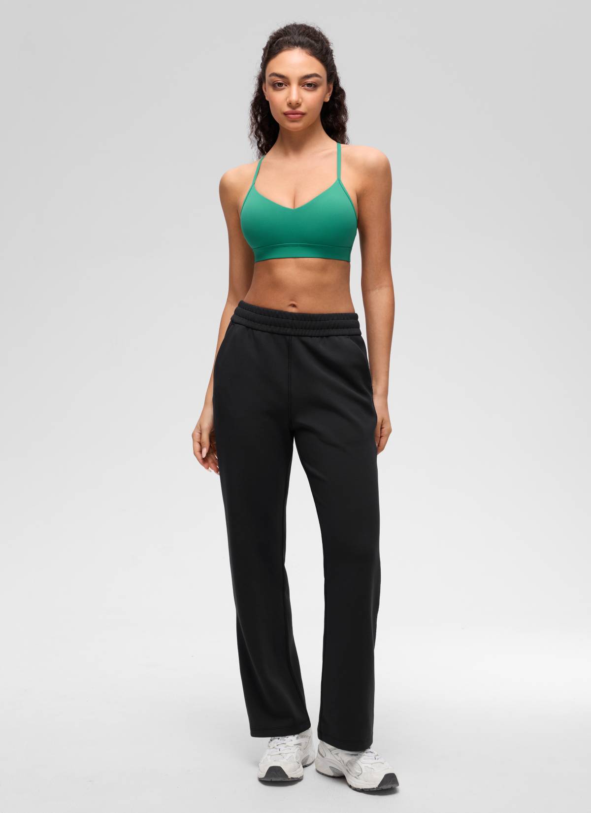 CRZ YOGA Butterluxe Womens V Neck Camisole Yoga Padded Sports Bra Cascadia Green @model_info:Anano