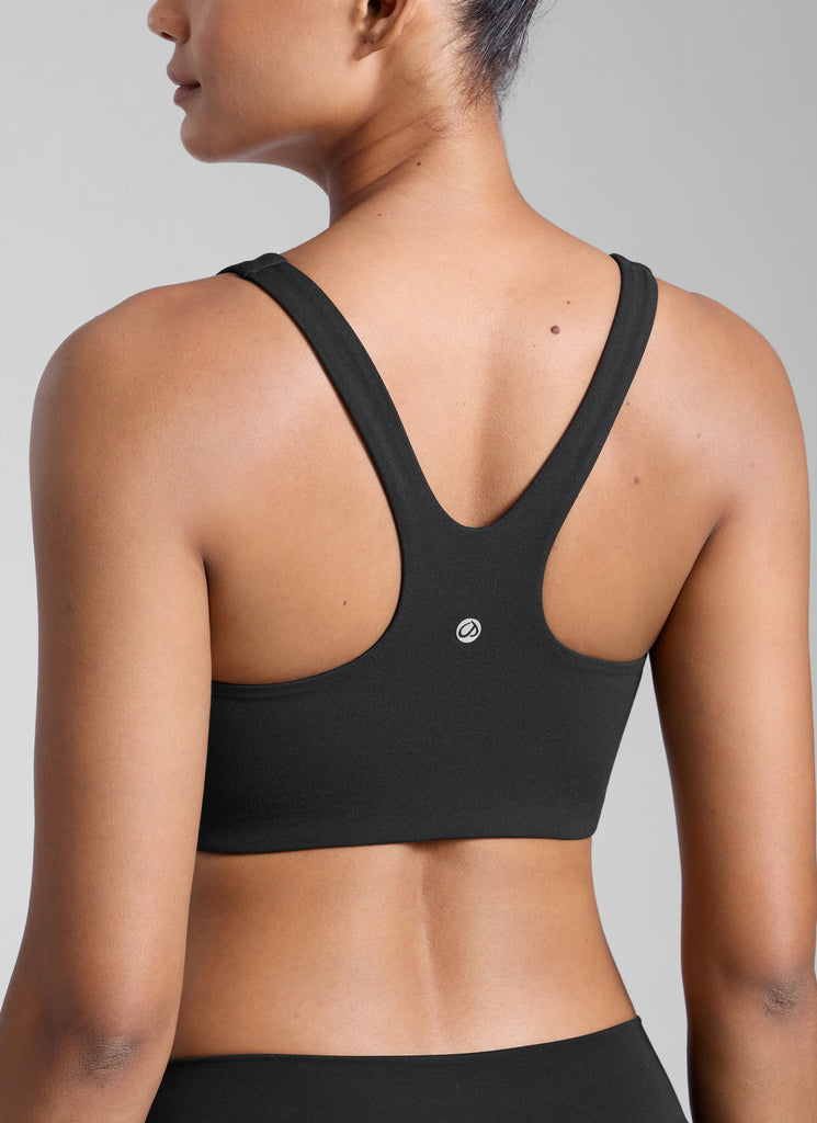 CRZ YOGA Womens Butterlift Double Lined Square Neck Yoga Sports Bra Black