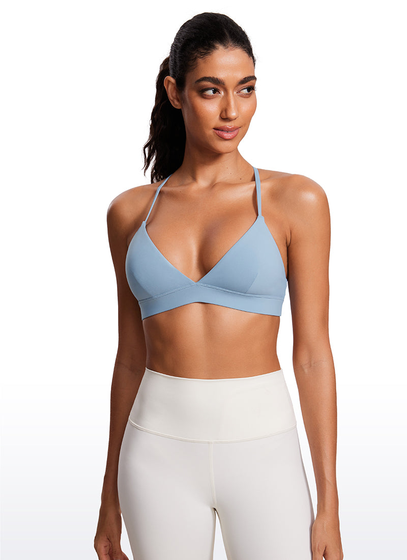 CRZ YOGA Women's Light Support Yoga Bra Cross back Triangle Bra