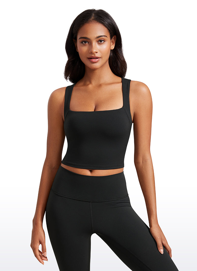 Butterluxe Longline Square Neck Built-in Bra Sports Tanks