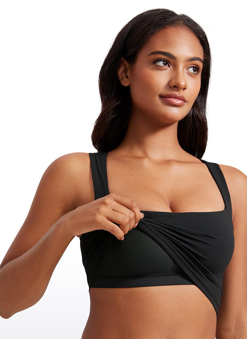 Butterluxe Longline Square Neck Built-in Bra Sports Tanks