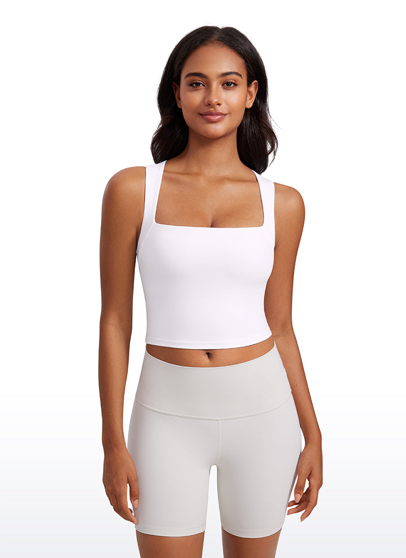 Butterluxe Longline Square Neck Built-in Bra Sports Tanks