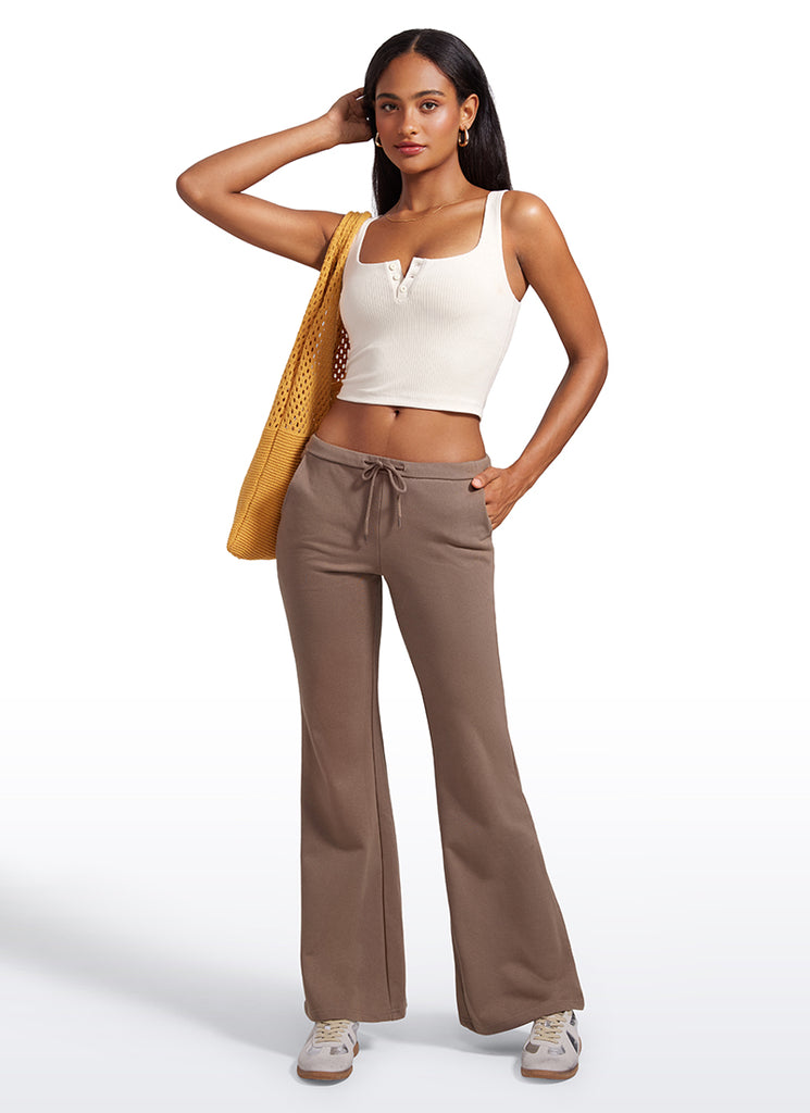 CRZ YOGA Women Longline Square Neck Padded Yoga Crop Tank Top Milky White