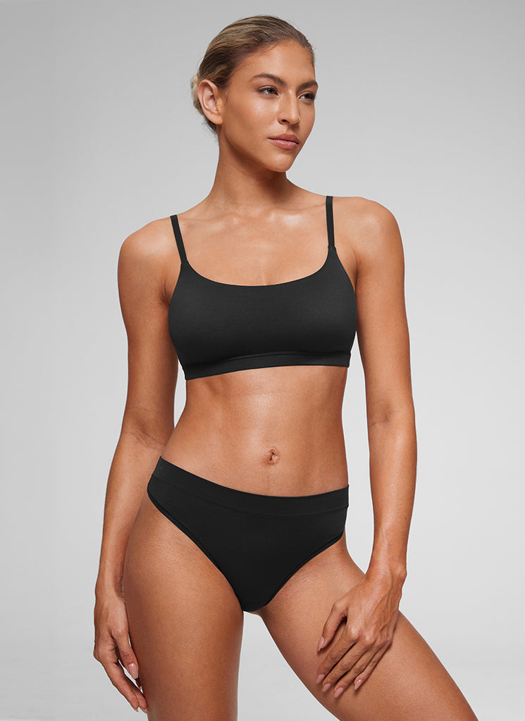 CRZ YOGA Women's Softhold Wireless Scoop Neck  Everyday Bra Adjustable Hot Fudge Brown