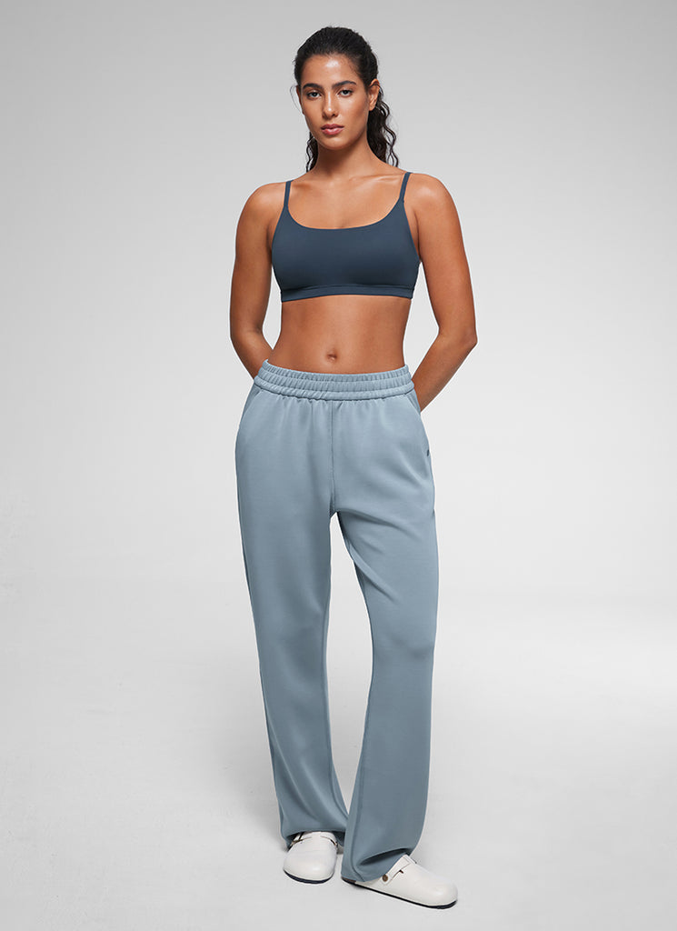 CRZ YOGA Women's Softhold Wireless Scoop Neck  Everyday Bra Adjustable Deep Red