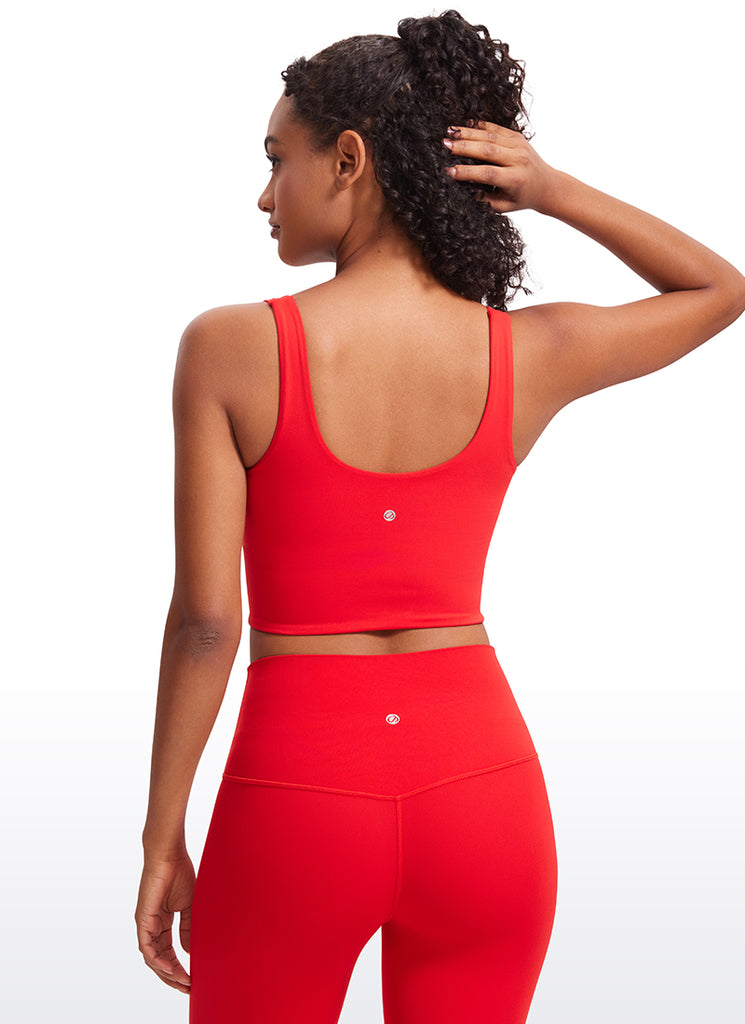 CRZ YOGA Women's Yoga Molded Cup Butterluxe Longline Bra V Neck Deep Purple