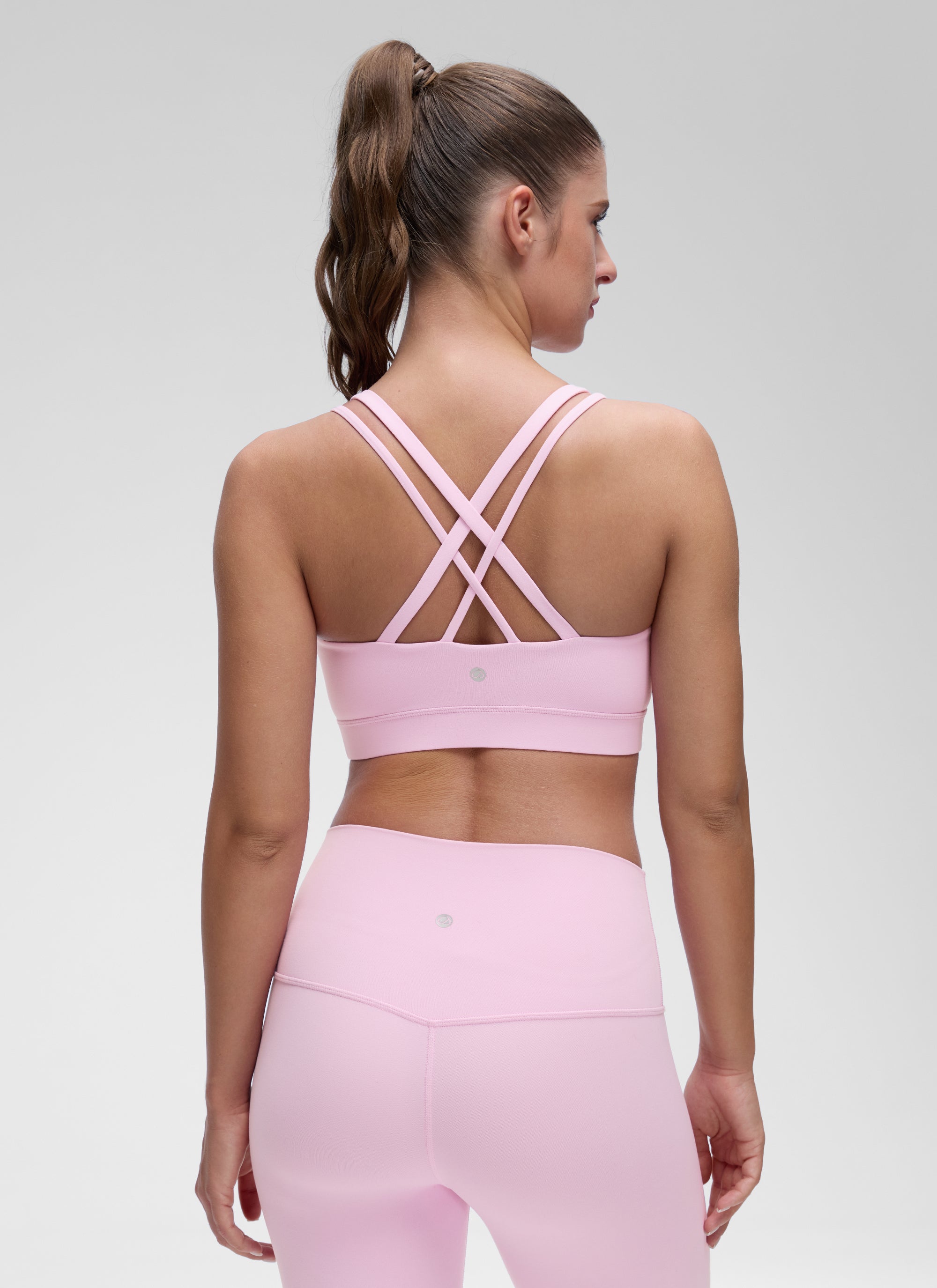 CRZ YOGA Women's Yoga Light Support Double Strap Mold Sport Bra Vita Pink @model_info:Marina