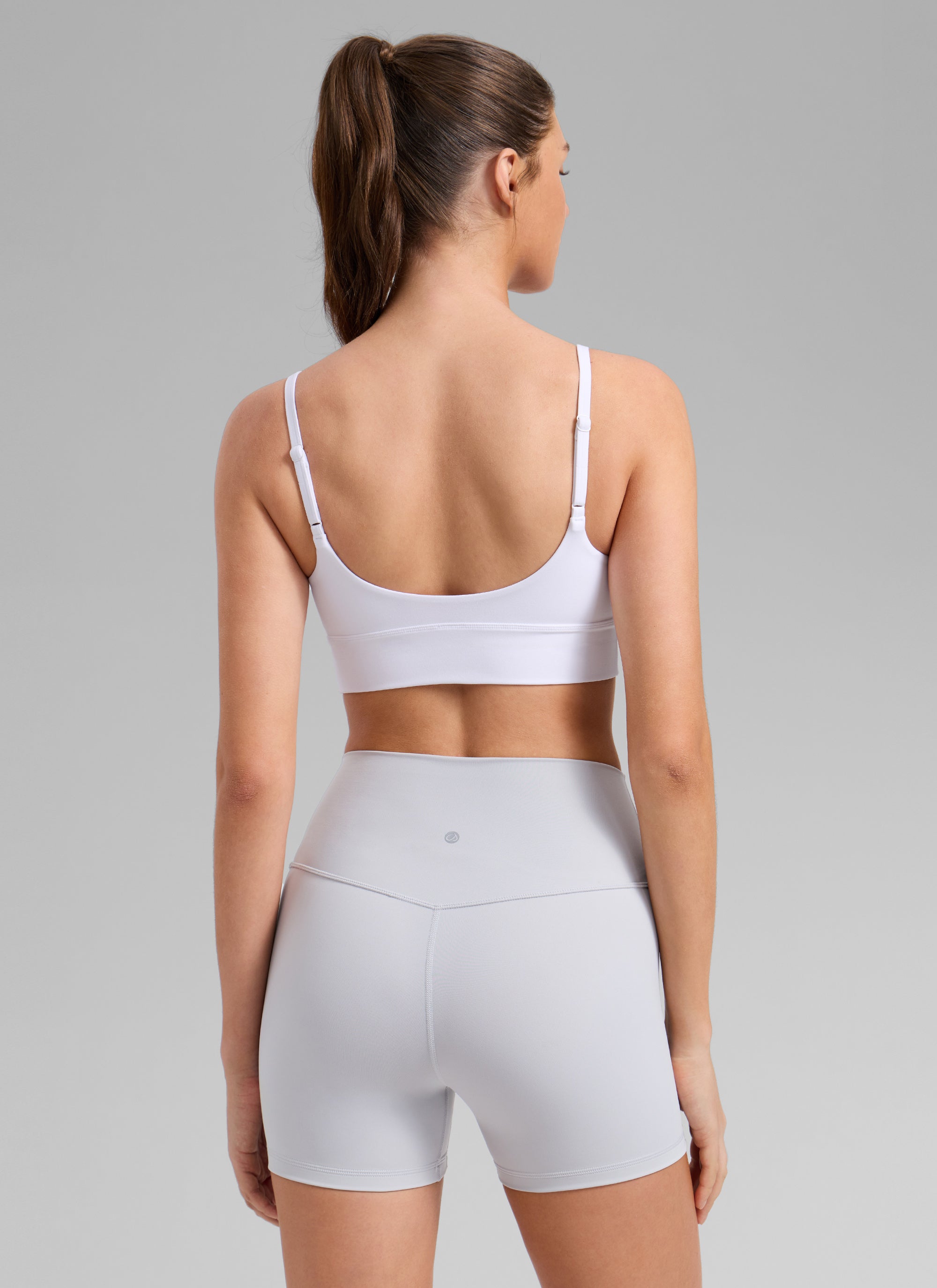 CRZ YOGA Women's Butterlift Yoga Longline Built in Bra Sports Bra White