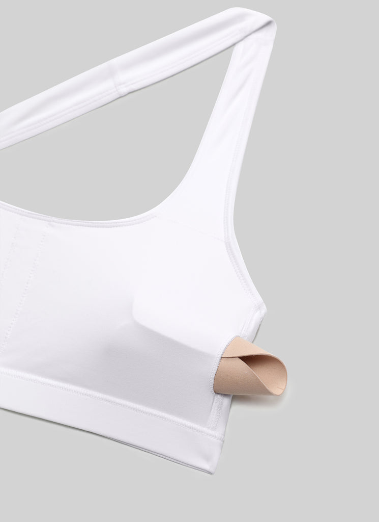 CRZ YOGA Womens Yoga Scoop Neck Padded Open Back Sports Bras White