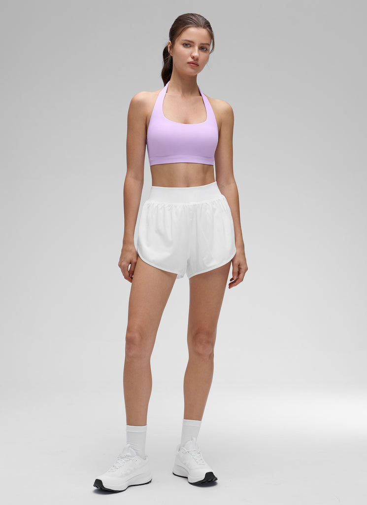 CRZ YOGA Womens Yoga Scoop Neck Padded Open Back Sports Bras Elfin Purple