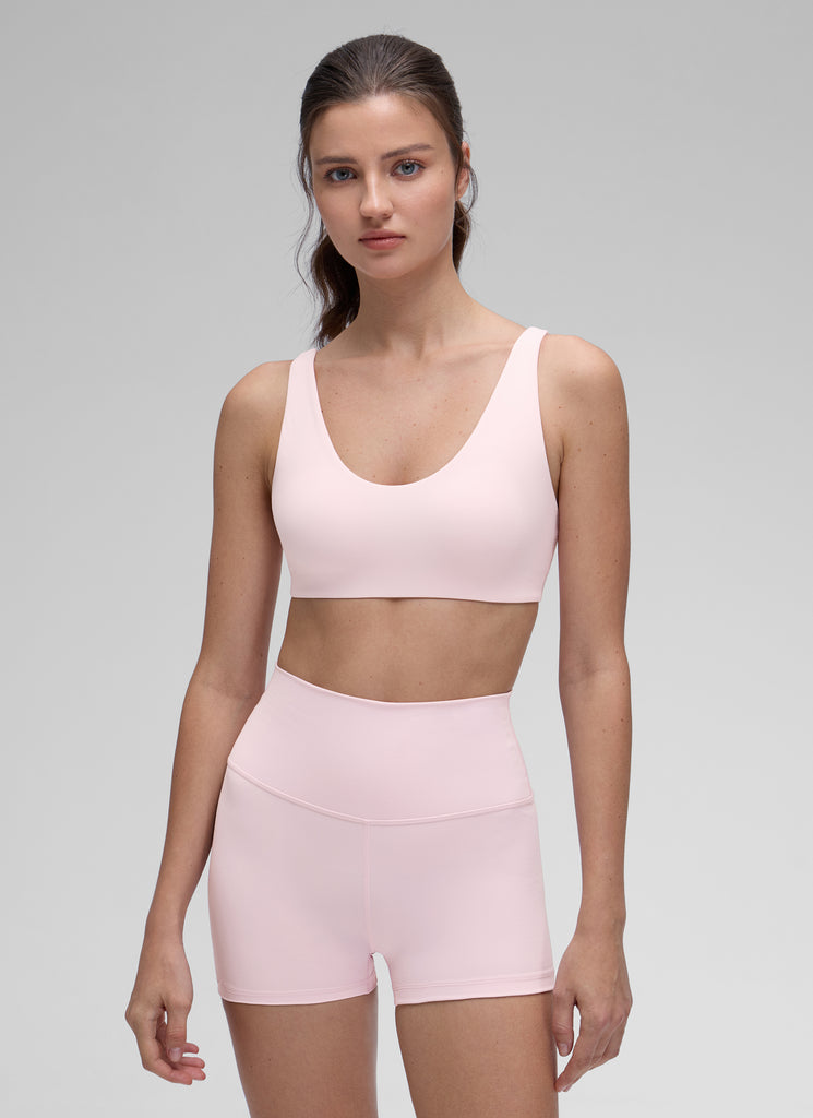 CRZ YOGA Women Butterluxe Soft Double Lined Scoop Neck Sports Bras White