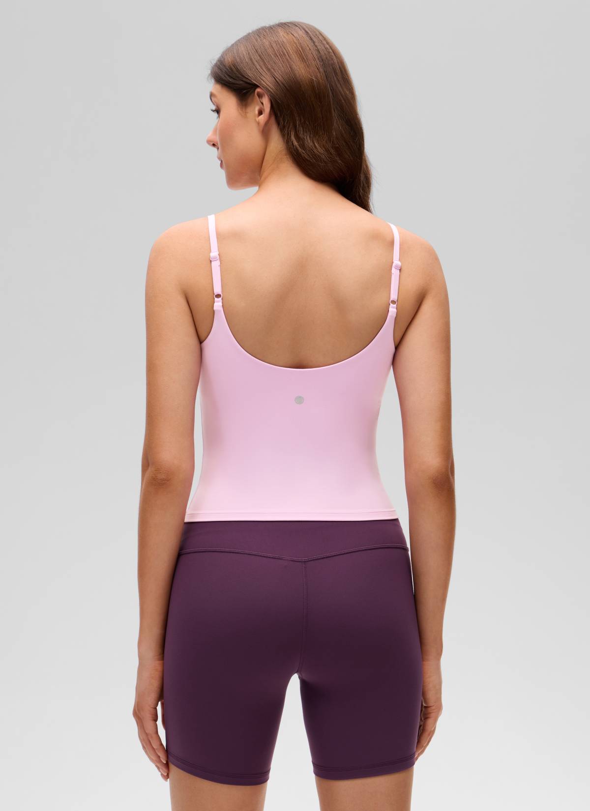 CRZ YOGA Women's Butterluxe Yoga U Back Waist Length Built in Bra Tank Vita Pink @model_info:Gelya