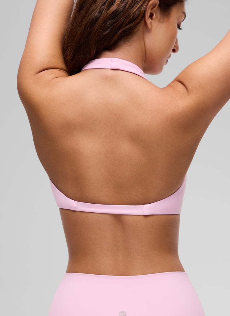 CRZ YOGA Women's Butterluxe Yoga V Neck Crop Double Lined Sports Bra Larkspur Blue