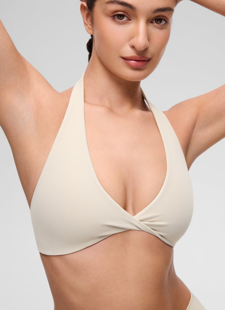 CRZ YOGA Women's Butterluxe Yoga V Neck Crop Double Lined Sports Bra Hot Fudge Brown