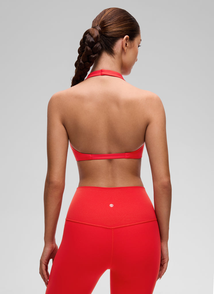 CRZ YOGA Women's Butterluxe Yoga V Neck Crop Double Lined Sports Bra Mojave Tan