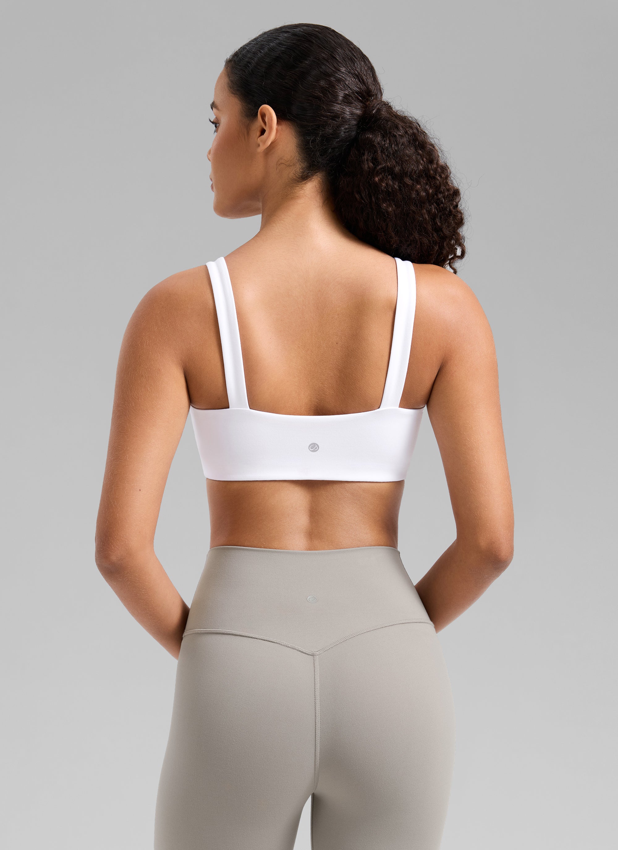 CRZ YOGA Women's Butterlift Workout Square Neck Built in Sports Bra White